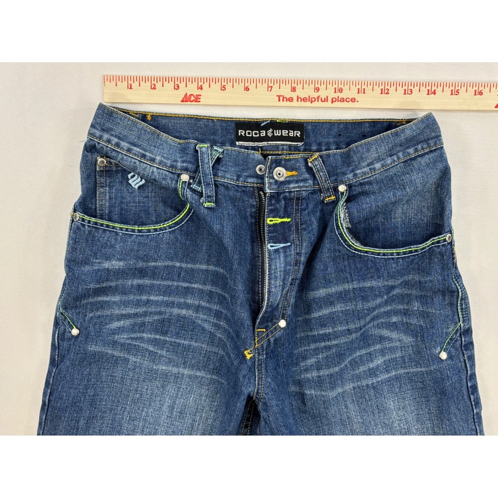 Rocawear baggy wide-leg jeans, vintage Y2K hip-hop size Youth 18 ( 28 x 30 ) - Picture 11 of 13
